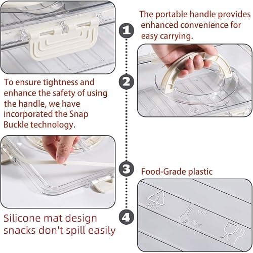 Bandesun Divided Serving Tray with Lid and Handle - Snackle Box Charcuterie Container for Portable Snack Platters - Clear Organizer for Candy, Fruits, Nuts, Snacks - Perfect for Party, Entertaining thumbnail 7