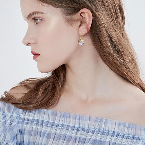 unixmoment Bohemian Sparkly Crystal Moonstone Vintage Gold Dragonfly Dangle Drop Leverback Earrings For Women thumbnail 2