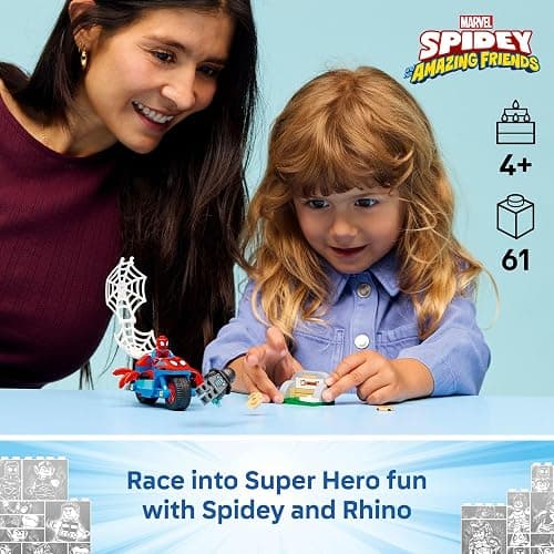 LEGO Marvel Spidey and His Amazing Friends Spidey on his Motorcycle vs. Rhino Building Toy for Kids - Super Hero Pretend Playset for Preschool Boys & Girls, Ages 4+ - Gift Idea for Birthdays - 11206 thumbnail 2