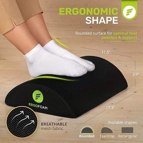 ErgoFoam Foot Rest for Under Desk at Work - Premium Under Desk Footrest - Desk Foot Rest for Lumbar, Back, Knee Pain - Ergonomic Foot Stool Under Desk (Black, Mesh) thumbnail 8