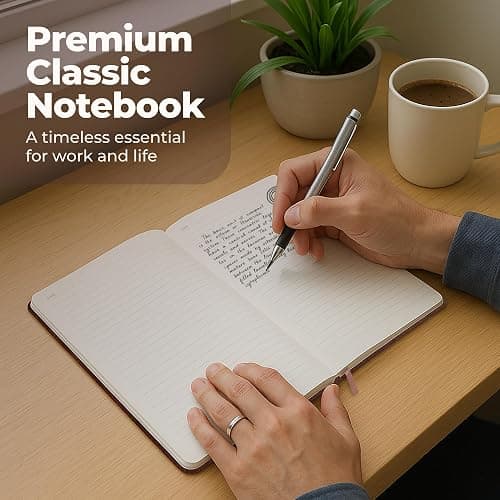 Lined Leather Bound Journal Notebook, A5 Hardcover - Brown 5.8x8.3" - Thick 300 Pages College Ruled Paper Journals for Men and Women - Personal and Professional Note Book for Writing & Journaling thumbnail 3