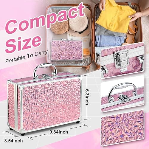 Color Nymph Starter Makeup Kit for Tweens Girls, Train Case for Women Full Kit with Eye Shadow, Lipstick, Blush, Brushes, Lipgloss, Mascara, Brow Wax and Mirror Pink Full Starter Cosmetics Set thumbnail 6