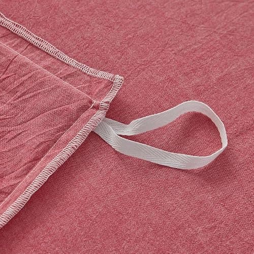 FACE TWO FACE Bedding Duvet Cover Set100% Washed Cotton Duvet Cover Linen Like Textured Breathable Durable Soft Comfy (King, Red) thumbnail 4