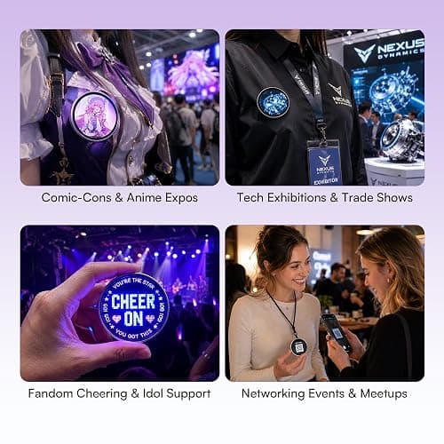 Caydo 2.24inch Digital Badge Pin with Touch Screen LED Display | Smart Button for Anime Style Wearable, Customizable Photo Slideshow GIF & Video for Fan Events, Ita Bags, Cosplay thumbnail 8