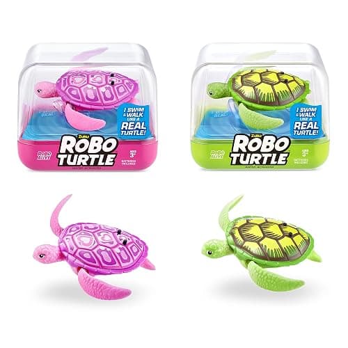 Robo Alive Robo Turtle Robotic Swimming Turtle (Green + Pink) by ZURU Water Activated, Comes with Batteries, Exclusive (2 Pack) - Image 1