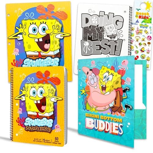 Spongebob Squarepants Spongebob School Supplies Set - Bundle with 2 Spiral Notebooks, 2 Portfolio Folders, Stickers, More School Supplies Set for Boys, Girls, Kids - Image 1