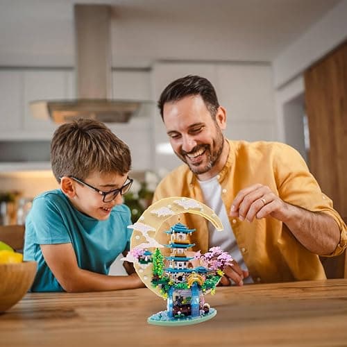 RUUQRUU 4288 PCS Cherry Blossom Tree Building Set for Adults Teens，Chinese Moon Palace Architecture Model，Micro Japanese Sakura Tree House, Mini Cherry Bonsai Tree Bricks, Creative Gift for Kids 14+ thumbnail 6