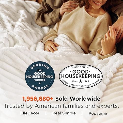 Bedsure GentleSoft White Throw Blanket for Couch - Cozy Blanket for Women, Cute Fleece Throw for Girls, Christmas Birthday Gifts for Women Men Teen, Room Home Boho Decor, Off White, 50x60 Inches thumbnail 4