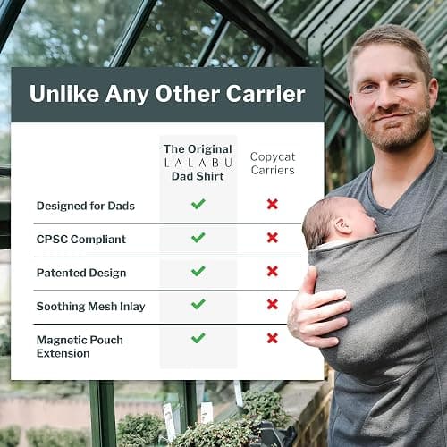 Lalabu The Dad Shirt | Hands-Free Baby Carrier for Dad with Kangaroo Pouch | Engineered for Bonding, Safety, & Comfort for Newborns Up to 15 Lbs. | CPSC Compliant - Simple Gray - XL thumbnail 6