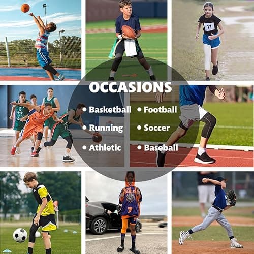 MIVEI Youth Boys Girls One Leg Compression Pants Basketball Single Leg Sleeve Tights Kids 3/4 Leggings Sports Base Layer thumbnail 8