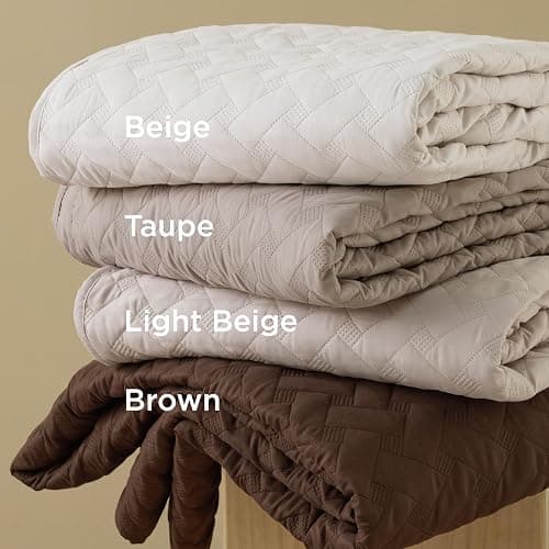 Bedsure Quilts Queen Size - Lightweight Bedspreads Queen Size with Basket Weave Pattern, Soft Quilt Bedding Set, Brown Comforter Set Coverlet for All Seasons with 2 Pillow Shams (90" x 96") thumbnail 4