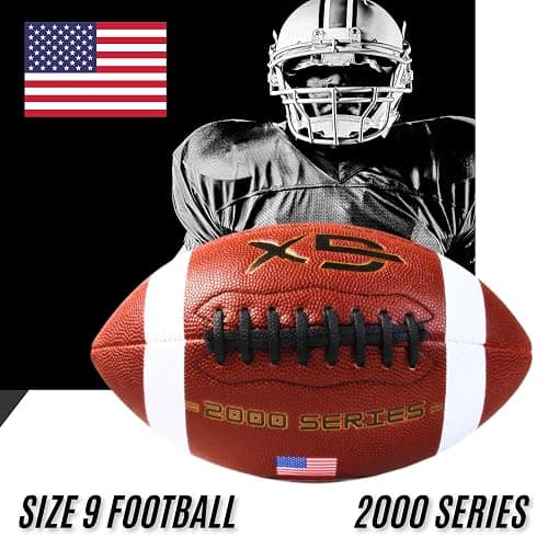 GX TOUR+ Official Size 9 Football, 2000 Series Collection, Premium Leather Construction, American Football with Ball Pump, College Regulation Size thumbnail 6