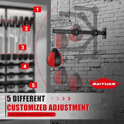 Speed Bag Boxing Punching Bag, Wall Mount Height Adjustable & Fold Speed Bags for Boxing, Wall Bracket Boxing Reflex Ball, Boxing Bag as Adults Teens and Kids, Fits Home Gym Workout thumbnail 2