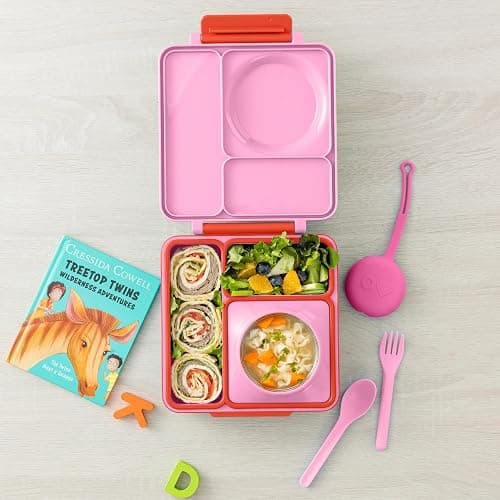 Omie OmieBox Kids Utensils Set with Case - 2 Piece Plastic, Reusable Fork and Spoon Silverware with Pod for Kids (Bubble Pink) thumbnail 4