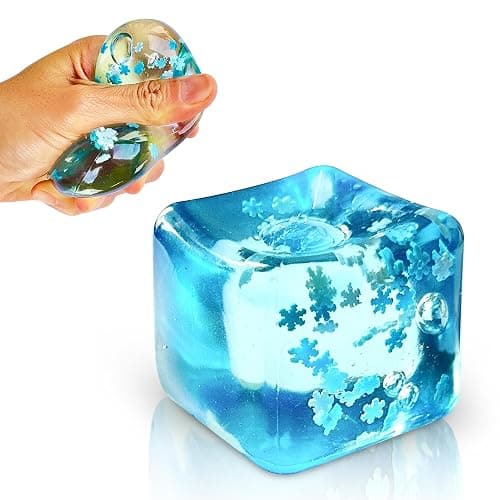 Stress Balls Ice Cube with Snowflakes Inside for Your Best Mellow and Chill, Snow Pieces Silent Nice Square Shape Anxiety Sensory Squishy Fidget Toy Slow Rise, Classroom Prizes, Calming Kids Adults thumbnail 8