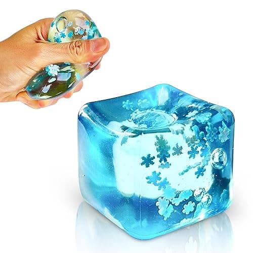 Stress Balls Ice Cube with Snowflakes Inside for Your Best Mellow and Chill, Snow Pieces Silent Nice Square Shape Anxiety Sensory Squishy Fidget Toy Slow Rise, Classroom Prizes, Calming Kids Adults thumbnail 9
