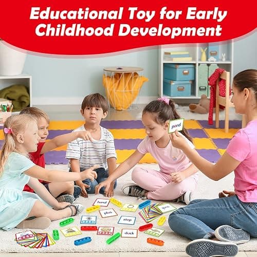 Aizweb CVC Word Game,Phonics Games Flash Cards for Preschool Kindergarten Classroom Supplies,Special Education Reading Manipulative Spelling Toy for Learning Activity Teacher School - CVC thumbnail 6