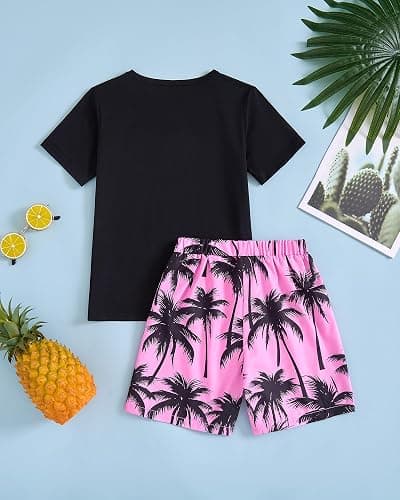 Boy Clothes Kids Boy's Summer Outfits Shorts Sleeve Crewneck T Shirt Tops Tees Shorts Sets Boy's 2 Piece Outfits thumbnail 5