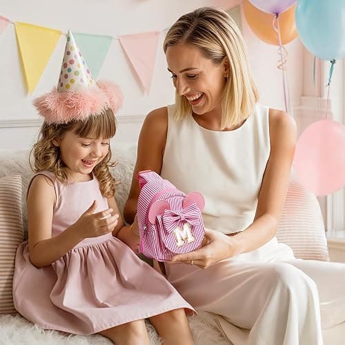 QLOVEA Birthday Gifts for Kids, Small Sling Bag, Birthday Gifts for 2 3 4 5 6 7 Year Old Girl Kids Pink Initial Sling Bag Fanny Packs Bags for Girls Sister Daughter Wife (Pink B) thumbnail 3