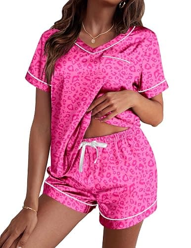 Ekouaer Silk Pajama for Women Short Sleeve Satin Pj Set Two Piece Soft Sleepwear Loungewear, S-XXL - Image 1