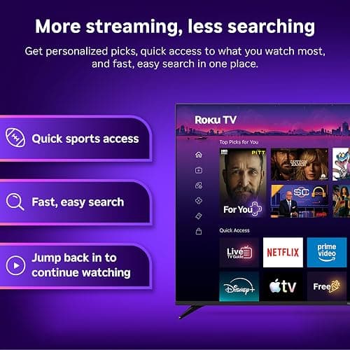 Roku 24-Inch Select Series Smart TV 2026-720p HD TV - RokuTV | Flat Screen LED Television with Voice Remote, Wi-Fi & Bluetooth Headphone Mode - Streaming Live Local News Sports & Movies thumbnail 8