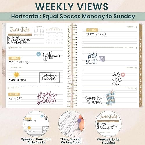 bloom daily planners 2025-2026 (8.5" x 11") Academic Year Day Planner (July 2025 - July 2026) - Aesthetic Weekly & Monthly Dated Agenda Organizer with Stickers - Brushed Beige thumbnail 3