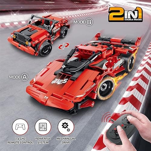 GMAOPHY STEM Building Toys for Kids Age 5 6 7 8 9 10 11 12 Years Old, 2 in 1 Remote Control Racer Car Engineering Kits, Early Learning Building Blocks, Christmas Birthday Gift for Boys Girls Age 8-12 thumbnail 3
