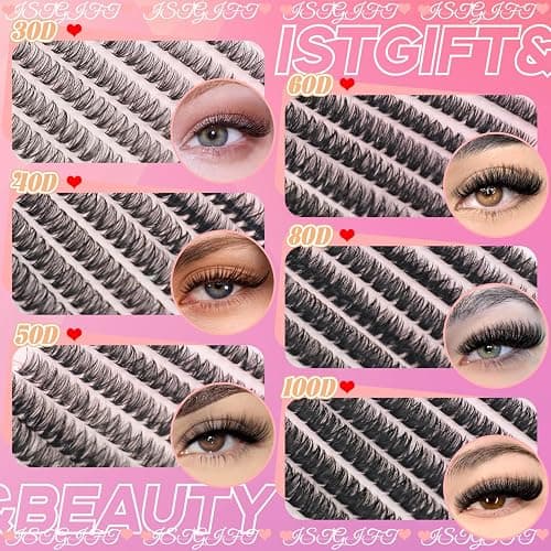 Lash Clusters Kit, 560 Pcs Eyelashes Clusters Kit 9-16mm Individual Lash Extension Kit D Curl Fluffy Wispy False Eyelashes (50D+60D New, Lash Clusters Kit) thumbnail 6