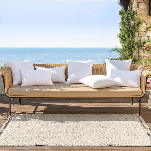 MIULEE Pack of 4 18x18 Outdoor Pillow Inserts, Water-Resistant Throw Pillow Inserts Decorative Premium Square Pillow Stuffer Sham for Porch Swing Couch Sofa Cushion Patio Furniture thumbnail 6