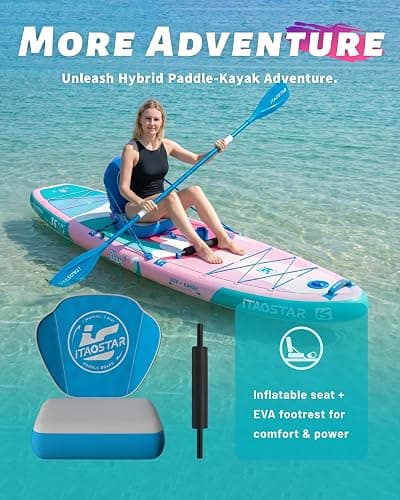 iTAOSTAR Billow 11'6"×36" Extra Wide Paddle Board with Seat, One-Stop Premium SUP Board Accessories, Tailored Fins, Stable Inflatable Stand Up Paddle Boards for Youth/Adults of All Skill Levels thumbnail 4