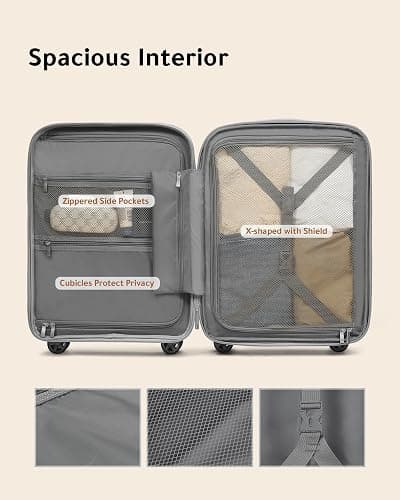LUGGEX Carry on Luggage with Charger, Lightweight Suitcase 2 Piece with Spinner Wheels (Mint, 14/20) thumbnail 5