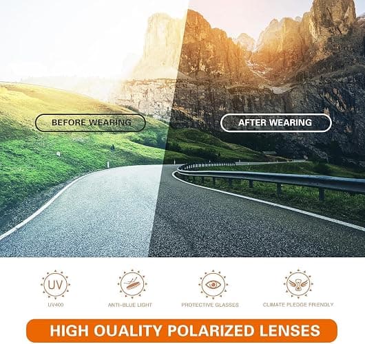 suoso Sports Polarized Sunglasses for Men: Womens UV400 Protection Sun Glasses Wrap Around Goggles for Fishing Driving TR90 thumbnail 4