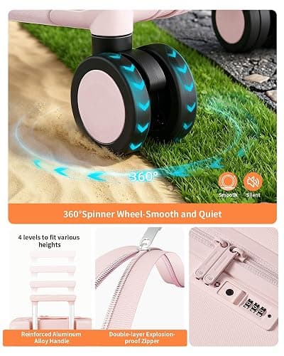 aji 24 Inch Checked Luggage Expandable Top Opening Trunk Luggage with Spinner Wheels, Lightwight Hardside Travel Suitcase for Women Men, Shell Pink thumbnail 5