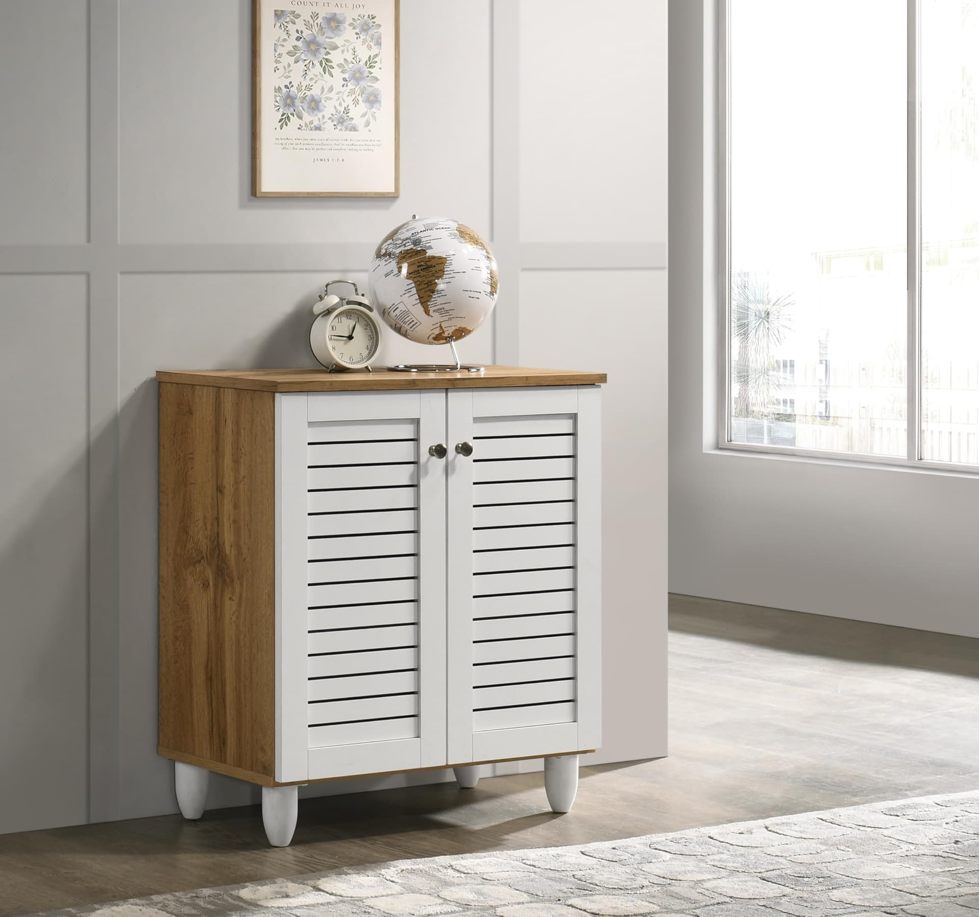 DeckUp Capri 2-Door Engineered Wood Shoe Rack (Wotan Oak & White, Matte Finish) - Image 1