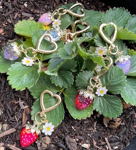 SIGZKK Cute Cherry Strawberry bag charms keychain purse accessories charm for women handbags Kawaii Flower Car Key Chain thumbnail 7