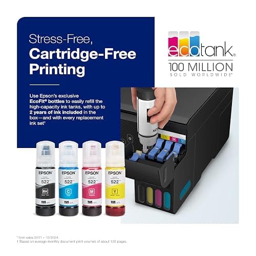 Epson EcoTank ET-2800 Wireless Color All-in-One Cartridge-Free Supertank with Scan and Copy, The Ideal Basic Home Printer - Black thumbnail 2