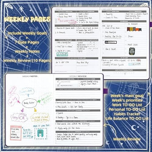 2025 Undated Academic Planner Hardcover (5.5x8.5") - Flexible Weekly & Monthly Organizer with Stickers, Productivity Journal for Students & Professionals(Navy Blue) thumbnail 4