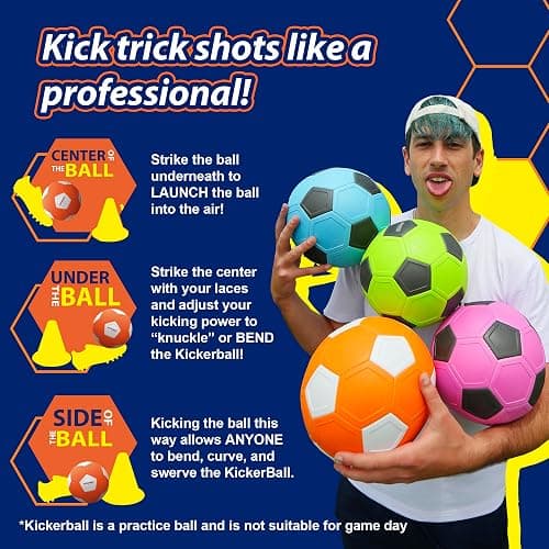 Kickerball - Curve and Swerve Soccer Ball/Football Toy - Kick Like The Pros, Great Gift for Boys and Girls - Perfect for Outdoor & Indoor Match or Game thumbnail 3