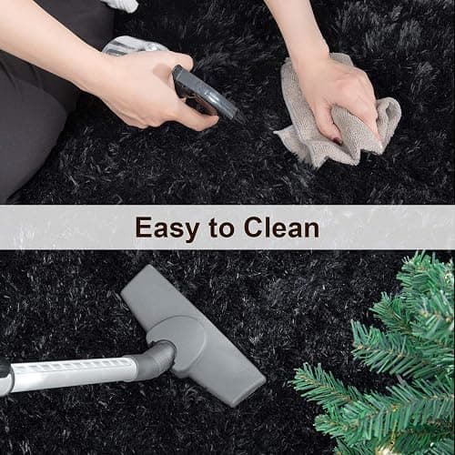 TWINNIS Super Soft Shaggy Rugs Fluffy Carpets, 3x5 Feet, Indoor Modern Plush Area Rugs for Living Room Bedroom Kids Room Nursery Home Decor, Upgrade Anti-Skid Rectangular Fuzzy Rug, Black thumbnail 6