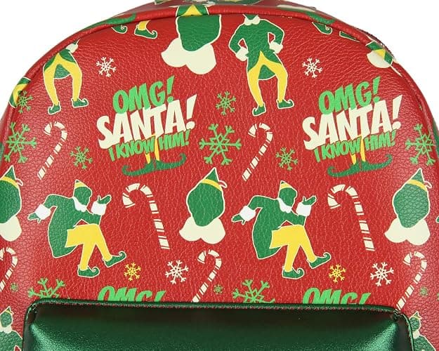 Bioworld Elf The Movie Buddy OMG! Santa! I Know Him Allover Pattern Faux Leather Mini Backpack thumbnail 4
