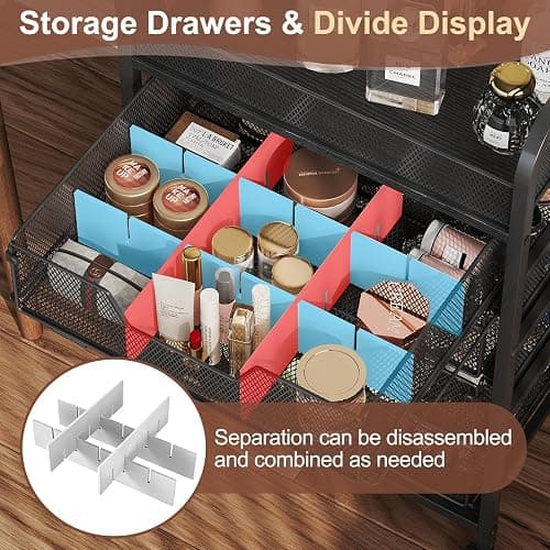 Hongtamoya Makeup Cart Organizer with 4 Drawers, Vanity Storage Organizer, Large Floor Skincare Organizers Cosmetics Display Cases for Skin Care Perfume Nail Polish, Black (Patent Pending) thumbnail 3