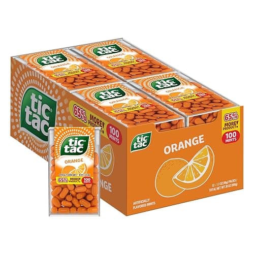 Tic Tac Orange, On-the-Go Pocket-Sized Mints, 100 pieces, Bulk 12 Pack, 1.7 oz Each - Image 1