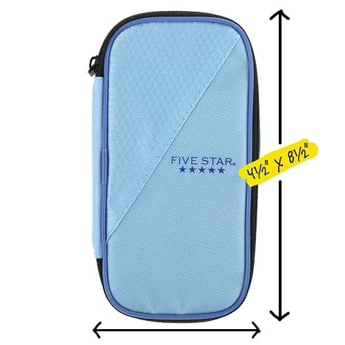 Five Star Pencil Pouch, Pen Case, High-Capacity Zipper Pouch, Storage Organizer for School Supplies Earbuds Chargers Cables Makeup, Blue/Denim (500212F-ECM) thumbnail 7