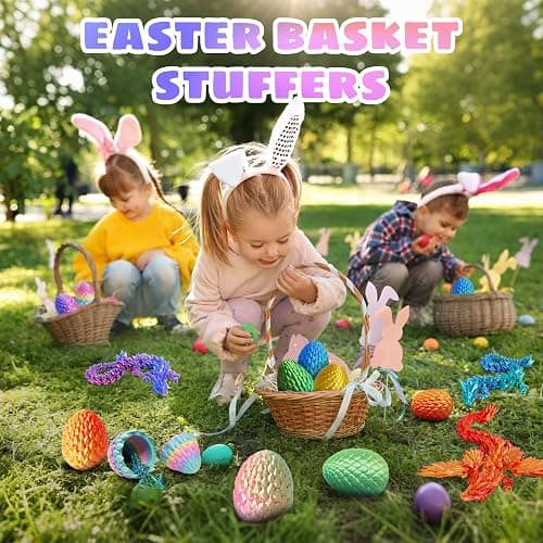 Flavery 3D Printed Dragon Egg - Gold - Easter Basket Stuffers, Surprise Egg with 12" Flexible Crystal Dragon Inside, Mythical 3D Printed Gift Toy, Desk Executive Pet, Figurine Decor for Birthday thumbnail 2