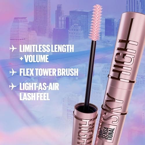 Maybelline Lash Sensational Sky High Washable Mascara Makeup, Volumizing, Lengthening, Defining, Curling, Multiplying, Buildable Formula, Blackest Black, 1 Count - BLACKEST BLACK - 0.24 Fl Oz (Pack of 1) thumbnail 3