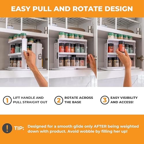 Cabinet Caddy SNAP! Spice Rack Organizer for Cabinet - Slide & Rotate Seasoning Organizer - 4 Snap-In Adjustable Shelves for 5 Tier of Storage - Magnetic Modular Design - 8.9”H x 6.1”W x 10.8”D thumbnail 5
