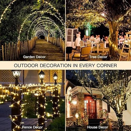 suddus Christmas Lights Outdoor, 66 ft 200 LED Plug in Warm White Fairy String Lights with Remote, Twinkle Lights for Bedroom, Indoor, Tree, Dorm, Wedding, Outside, Backyard Decorations thumbnail 7