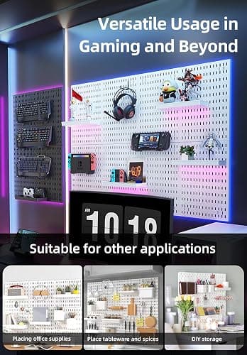 Zestify Pegboard Wall Organizer Kit, Modular Storage System, Black | 4 Modular 11.8" Pegboards with Hooks & Storage Baskets, Durable ABS/HIPS for Gaming, Office, Craft & Home Organization thumbnail 5