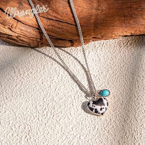 Wrangler Heart Turquoise Pendant Necklace, Gold Plated Western Jewelry | Turquoise Jewelry for Women, 14K Natural Stone, Vintage Gold & Antique Silver Plated, Skin-Friendly Copper, Gift Box thumbnail 5