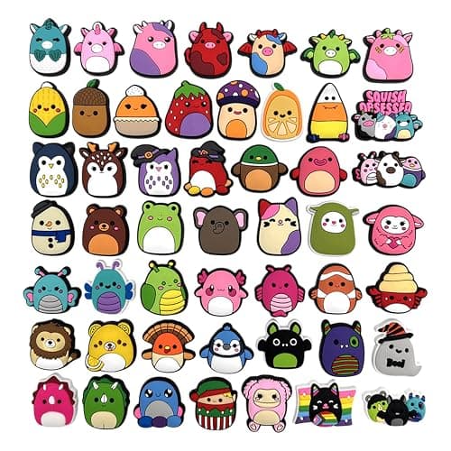 Super Cute Cartoon Themed Shoe Charms Value Pack Rubber Fun Charm for Women Men Teens Kids Gift - Squishy Plushies 50pcs - Image 1